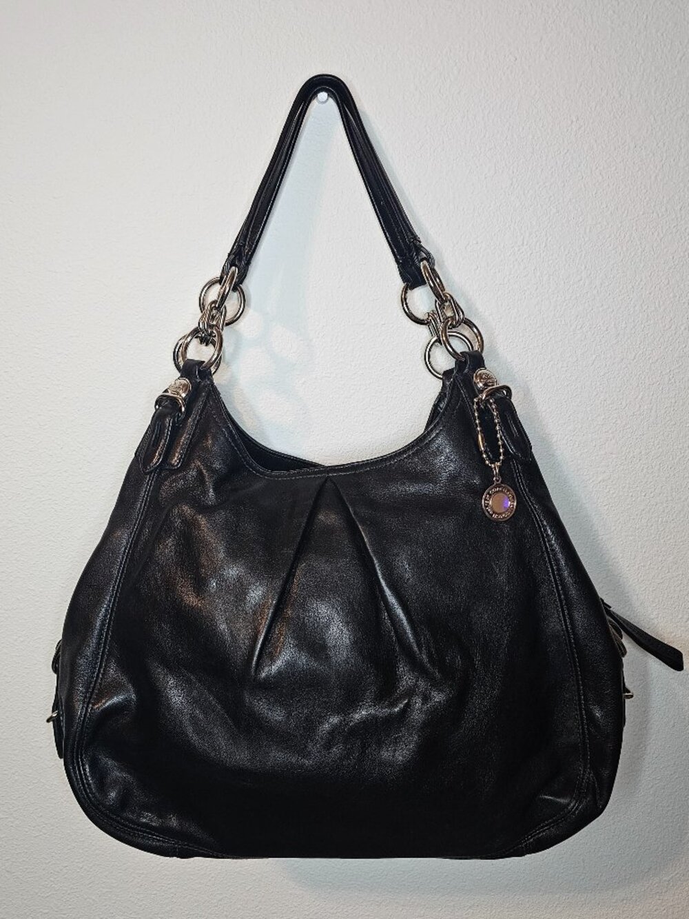 Black leather coach